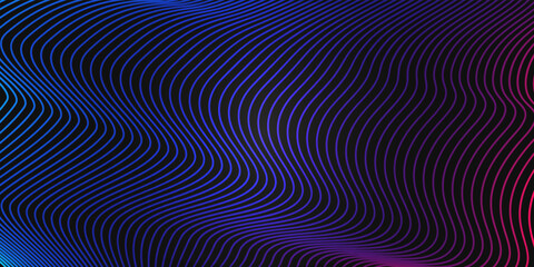 Abstract 3d rendering of smooth surface with bright gradient lines. Elegant geometric pattern. Digital technology backdrop. Striped modern background design for poster, cover, branding, banner, placar