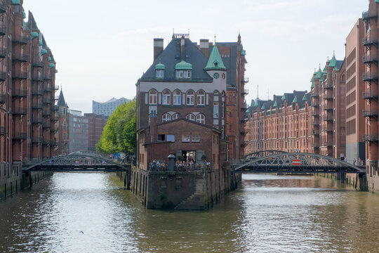 Poular historc Speicherstadt in the City of Hamburg, Germany, Europe