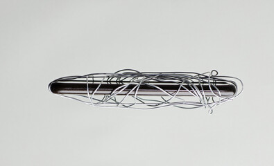 tangled wire in smartphone, gray-green background, censorship of social networks. cancel cultural...