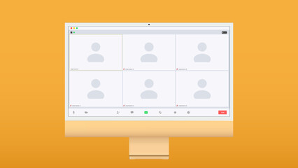 Video conference window. Isolated vector illustration. Call symbol. Vector template. Computer interface. Isolated vector illustration. Chat message icon. Internet application.