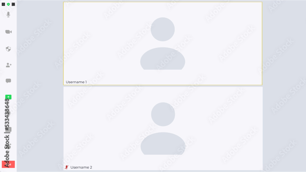 Poster template video conference user interface, video conference calls window overlay. three users. vector