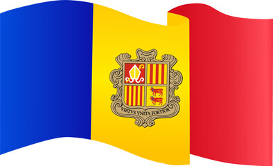 Obraz premium Andorra flag flying on white background