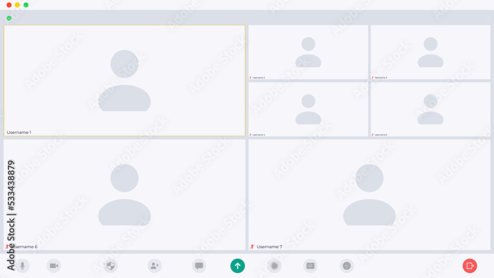 Poster video conference interface. ui design concept. modern technology device screen. internet application