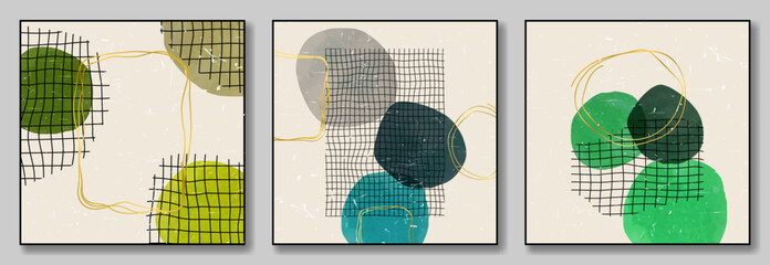 Vector illustration. Set of hand drawn watercolor contemporary artistic posters. Design for banner, poster, card. © Goldenboy_14