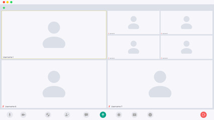 Video conference interface. Ui design concept. Modern technology device screen. Internet application. Information sign business concept. Video conference interface. Communication network.