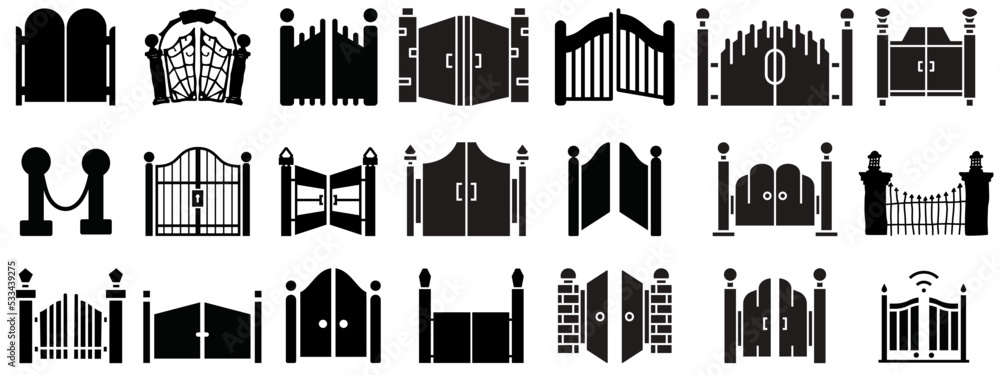 Wall mural Set of gate icon. gate silhouette  vector illustration collection.