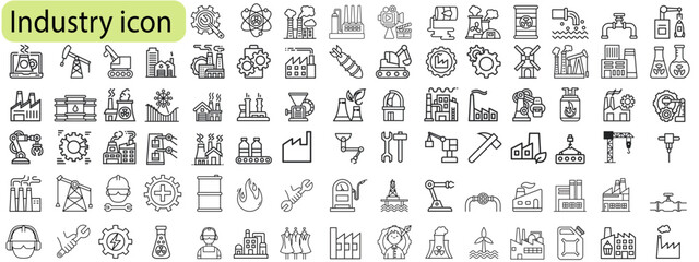 Set of industry icon collection with editable stroke.