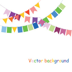 Carnival garland with flags. Decorative colorful party pennants for birthday celebration, festival and fair decoration. Holiday background with hanging flags.