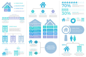 Fototapeta na wymiar Infographic templates with houses, real estate infographics