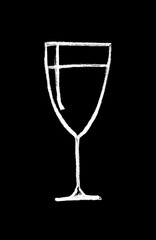 a stylized white glass with a drink on a black background