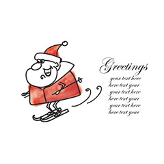 Cute watercolor Santa Clauses vector illustration. Can be printed and used as Christmas, New Year, Xmas template, card, placard, design elements