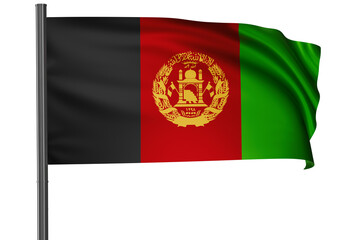 Afghanistan national flag, waved on wind, PNG with transparency