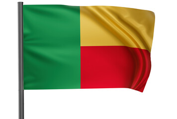 Benin national flag, waved on wind, PNG with transparency