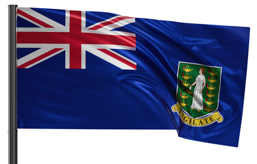 Fototapeta premium British Virgin Islands national flag, waved on wind, PNG with transparency