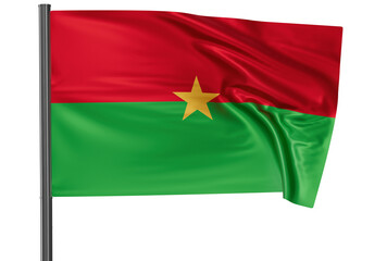 Naklejka premium Burkina Faso national flag, waved on wind, PNG with transparency