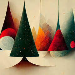 Festive Christmas and Happy New Year holiday Illustration art for greeting cards - obrazy, fototapety, plakaty