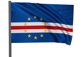 Fototapeta na wymiar Cape Verde national flag, waved on wind, PNG with transparency