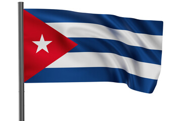 Cuba national flag, waved on wind, PNG with transparency
