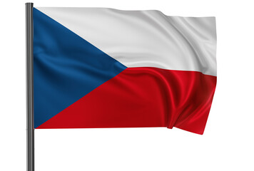 Czech national flag, waved on wind, PNG with transparency