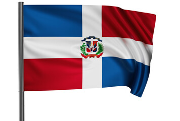 Dominican Republic national flag, waved on wind, PNG with transparency