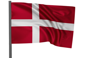 Fototapeta premium Denmark national flag, waved on wind, PNG with transparency