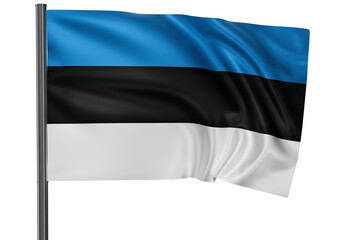Estonia national flag, waved on wind, PNG with transparency