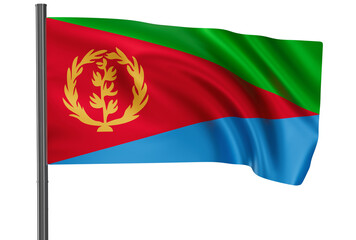 Eritrea national flag, waved on wind, PNG with transparency
