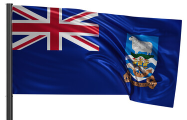 Fototapeta premium Falkland Islands national flag, waved on wind, PNG with transparency