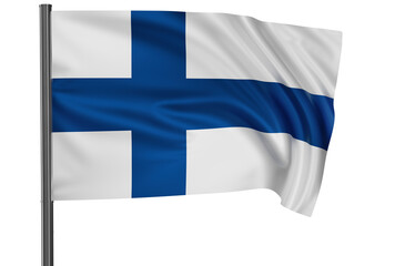 Obraz premium Finlandnational flag, waved on wind, PNG with transparency
