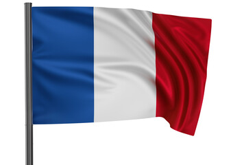 France national flag, waved on wind, PNG with transparency