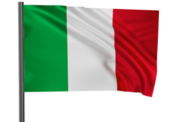 Obraz premium Italy national flag, waved on wind, PNG with transparency