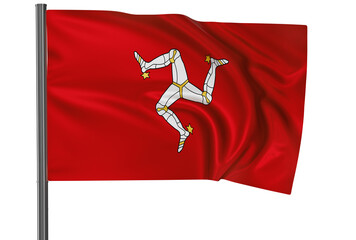 Isle of man  flag, waved on wind, PNG with transparency