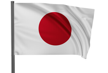 Japan national flag, waved on wind, PNG with transparency