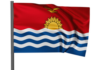Kiribati national flag, waved on wind, PNG with transparency