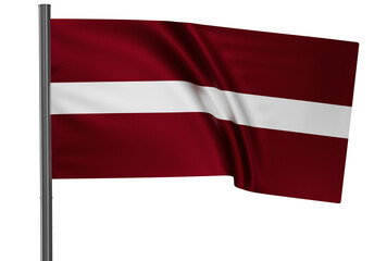Latvia national flag, waved on wind, PNG with transparency
