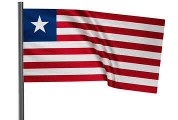 Liberia national flag, waved on wind, PNG with transparency