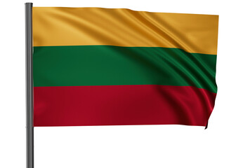 Obraz premium Lithuania national flag, waved on wind, PNG with transparency