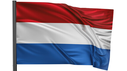 Luxembourg national flag, waved on wind, PNG with transparency