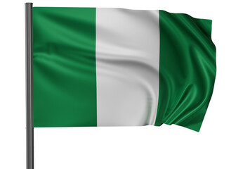 Obraz premium Nigeria national flag, waved on wind, PNG with transparency