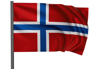 Norway national flag, waved on wind, PNG with transparency