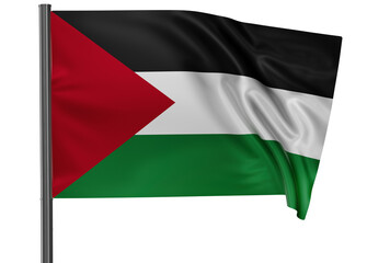 Gaza Strip national flag, waved on wind, PNG with transparency