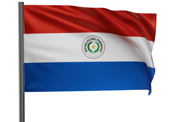 Paraguay national flag, waved on wind, PNG with transparency