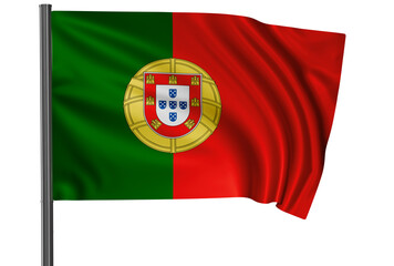 Portugal national flag, waved on wind, PNG with transparency