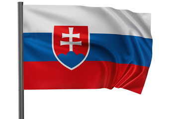 Slovakia national flag, waved on wind, PNG with transparency
