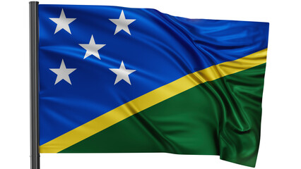 Solomon island flag, waved on wind, PNG with transparency