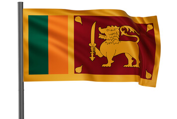 Sri Lanka national flag, waved on wind, PNG with transparency