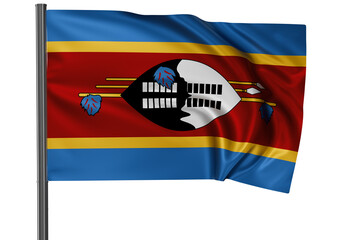 Eswatini national flag, waved on wind, PNG with transparency
