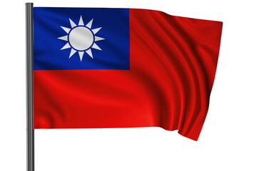 ROC or Taiwan national flag, waved on wind, PNG with transparency