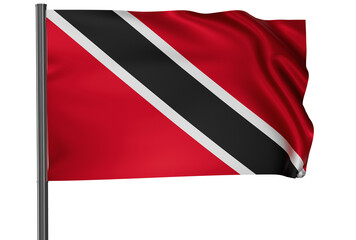 Trinidad and Tobago national flag waved on wind, PNG with transparency