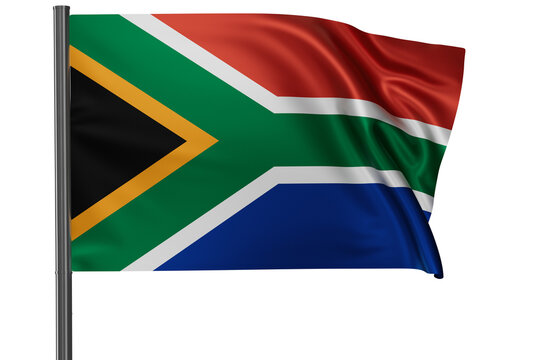 South Africa national flag, waved on wind, PNG with transparency